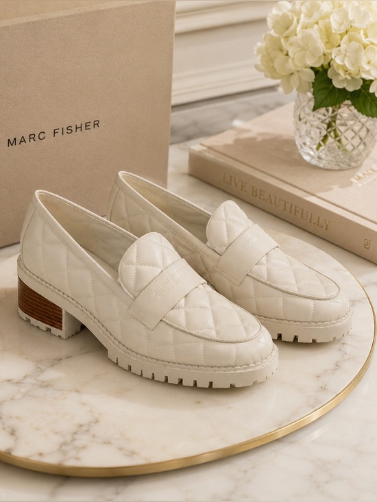 Marc Fisher Shoes - Marc Fisher NWT Cream Quilted Lug Sole Platform Penny Loafers Shoes 9.5M